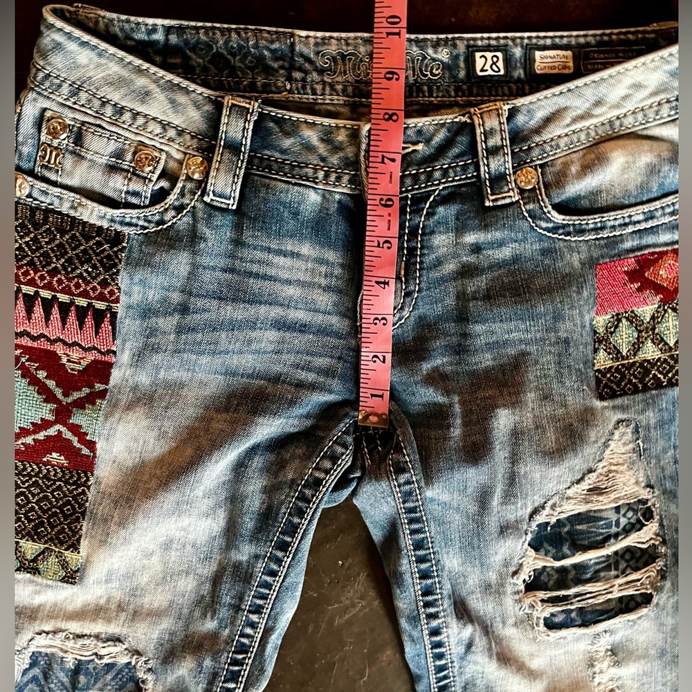 Miss Me Denim Capri with Aztec Patch-work, 28 - Picture 9 of 9